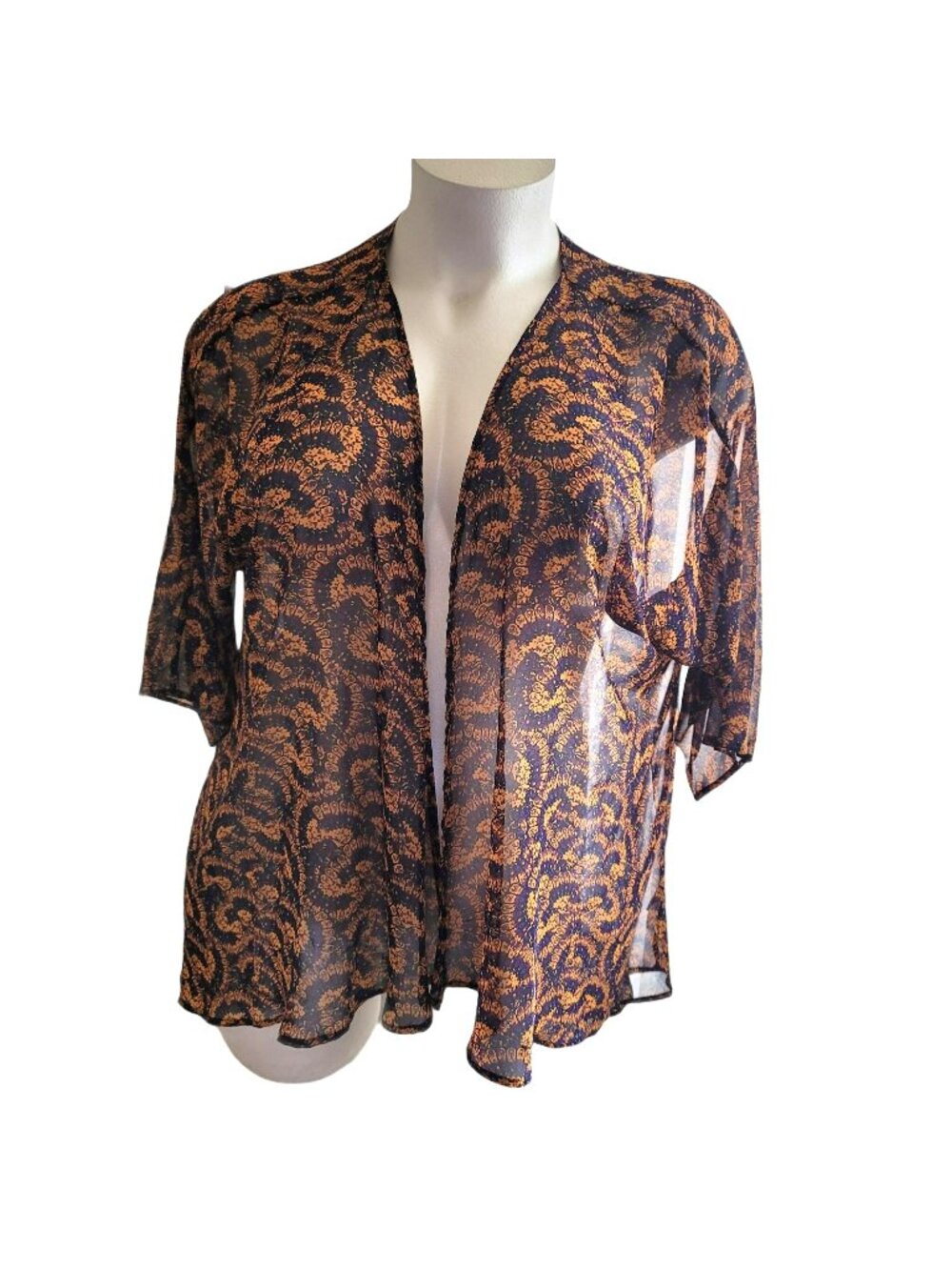 LulaRoe Swim Cover-up Jacket or Robe Purple Orange Sheer Woman's L LH8058